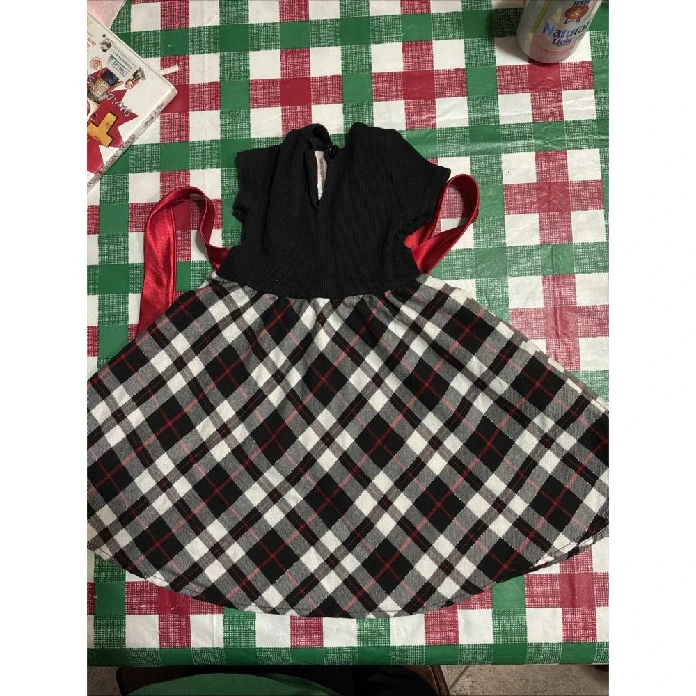 Youngland Christmas Dress 3T Black And Red Plaid Festive Holiday‎
